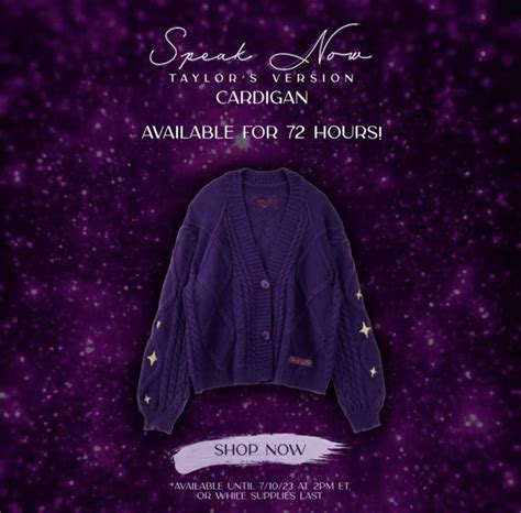 Taylor Speak Now Women's Cardigan Long Sleeve V Neck Open Front Knitted Star Embroidery Button Down Jumper Knitwear Purple . 4.8 4.8 out of 5 stars 10 ratings. Price: $40.00 $40.00: Brief content visible, double tap to read full content. Full content visible, double tap to read brief content. Size : Select Size .